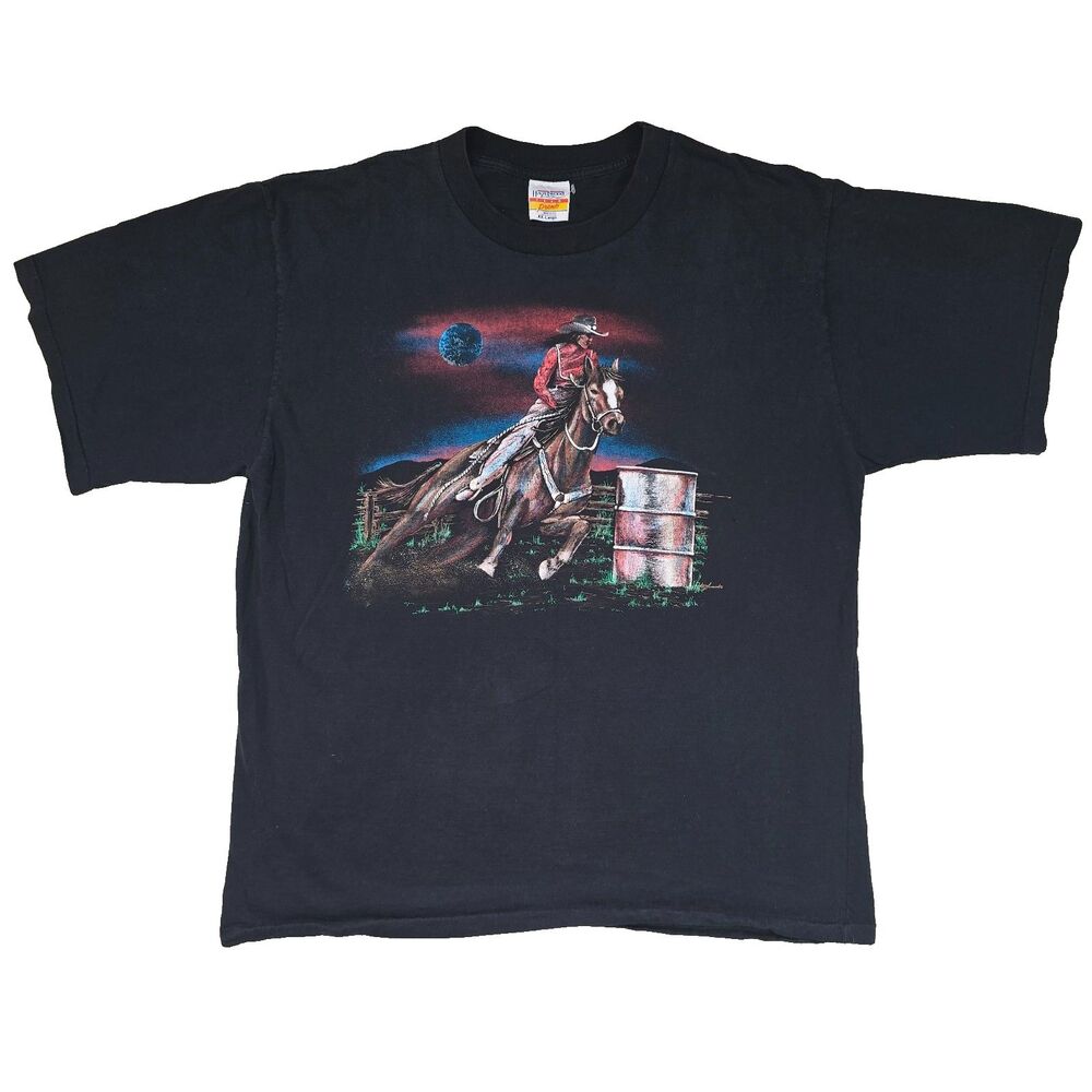 Hazelwood Single Stitch T Shirt Barrel Racing Horse Rodeo Size XXL Vintage